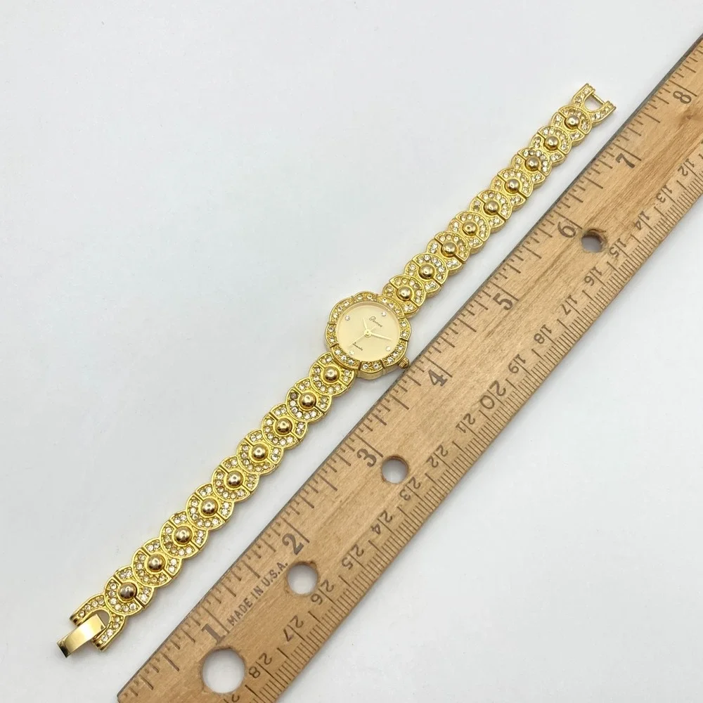 Vintage Parmex Women's Watch Gold Tone 21mm Crystal Bezel & Band New Battery 7